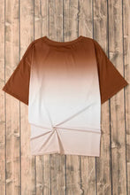 Brown and White Ombre Take Me To Texas Twisted Hem T-Shirt Woman T Shirts