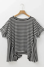 Brown and White Striped Poncho Top for Women Woman T Shirts