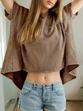 Brown Cropped Oversized T Shirt for Women Rayon Blend Short Sleeve Woman T Shirts