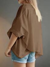 Brown Cropped Oversized T Shirt for Women Rayon Blend Short Sleeve Woman T Shirts