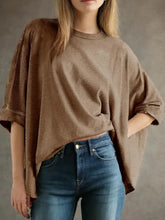 Brown Cropped Oversized T Shirt for Women Rayon Blend Short Sleeve Brown Woman T Shirts