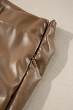 Brown Faux Leather Tie Mini Skirt Woman Skirts