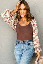 Brown Floral Sleeve Bodysuit for Women Woman Bodysuits