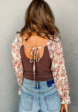 Brown Floral Sleeve Bodysuit for Women Woman Bodysuits