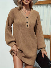 Brown Knit Sweater Dress with Long Sleeve Length for Women Woman Sweater Dresses