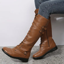 Brown Lace-Up Knee-High Women’s Boots Woman Boots