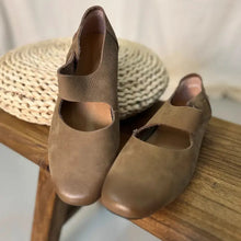 Brown Leather Mary Jane Ballet Flats for Women Brown Woman Loafers
