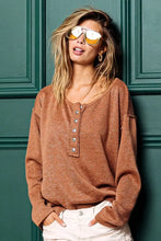 Brown Long-Sleeve Button-Up Shirt with Lurex Stitching for Women Woman T Shirts