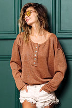 Brown Long-Sleeve Button-Up Shirt with Lurex Stitching for Women Woman T Shirts