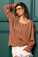 Brown Long-Sleeve Button-Up Shirt with Lurex Stitching for Women Woman T Shirts