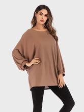 Brown Loose-Fit Tunic with Balloon Sleeves for Women Woman T Shirts