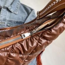 Brown Quilted Medium Nylon Shoulder Bag for Travel Travel Bags
