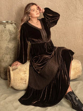 Brown Velvet Maxi Dress Plus Size Sleeve Length Options Maxi Dresses