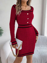 Burgundy Knit Sweater Dress with Black Trim for Women Burgundy Woman Sweater Dresses