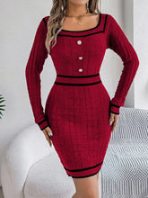 Burgundy Knit Sweater Dress with Black Trim for Women Woman Sweater Dresses