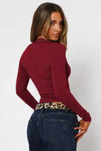 Burgundy Lace Trim Long Sleeve Top for Women Woman T Shirts