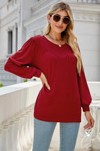 Burgundy long sleeve blouse for women in cotton blend