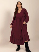 Burgundy Long Sleeve Ruched Maxi Dress Maxi Dresses