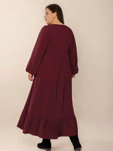 Burgundy Long Sleeve Ruched Maxi Dress Maxi Dresses