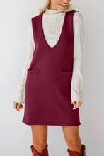 Burgundy Sleeveless Jumper Dress with Pockets for Women Burgundy Woman Sweater Dresses