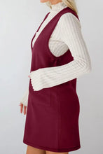 Burgundy Sleeveless Jumper Dress with Pockets for Women Woman Sweater Dresses