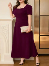 Burgundy Square Neck Midi Dress with Gold Clutch Evening Dresses