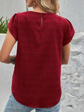 Burgundy Textured Flutter Sleeve Blouse for Women Woman T Shirts