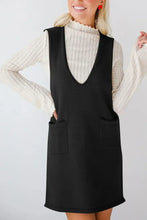 Burgundy Sleeveless Jumper Dress with Pockets for Women Woman Sweater Dresses