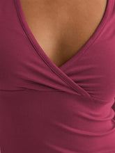 Burgundy Wrap Front Fitted T Shirt for Women Woman T Shirts