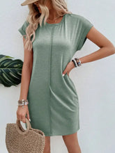 Exposed Seam Short Sleeve Mini Tee Dress Casual Dresses
