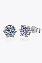 925 Sterling Silver 6-Prong 2 Carat Moissanite Stud Earrings Silver One Size Earrings
