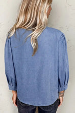 Bow Tie Long Sleeve Denim Top Woman Denim Tops