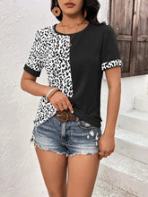 Ivy Lane Leopard Round Neck Short Sleeve Tee Woman T Shirts