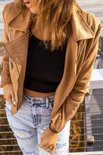 Zip-Up Suede Jacket Woman Outerwear