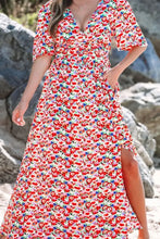 Floral Half Sleeve Deep V Neck Cutout Back Maxi Dress Woman Maxi Dress