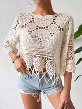 Openwork Round Neck Cover-Up Swimwear Cover-Ups