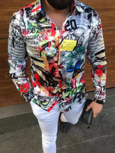 Men's Full Size Printed Collared Neck Long Sleeve Shirt Plus Size Mens Tops