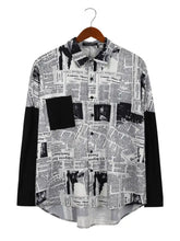 Men's Full Size Contrast Sleeve Button-Up Shirt Plus Size Black Mens Tops