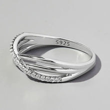 Crisscross Inlaid Zircon 925 Sterling Silver Ring Rings
