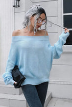 Off-Shoulder Ribbed Long Sleeve Pullover Sweater Sweater Pullovers
