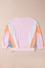 Color Block Round Neck Long Sleeve Sweatshirt Woman Sweatshirts