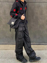 Men's Contrast Star Hooded Zip Up Hoodie Mens Tops