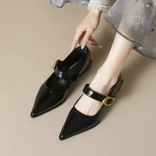 Point Toe Block Heels Slip-Ons Woman Loafers