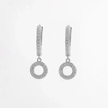 925 Sterling Silver Inlaid Zircon Hoop Dangle Earrings Earrings