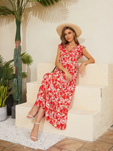Floral V-Neck Cap Sleeve Summer Dress Woman Casual Dress