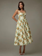 Lace Trim Floral Sleeveless Midi Dress Cocktail Dress