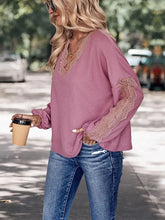 Perfee Lace Detail V-Neck Top Woman Blouses