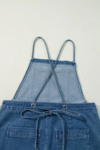 Adjustable Tie Straps Wide Leg Denim Overalls Denim Overalls