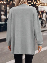 Textured Button Down V-Neck Long Sleeve Cardigan Woman Outerwear