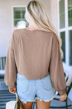 Round Neck Drop Shoulder Long Sleeve Top Woman Blouses